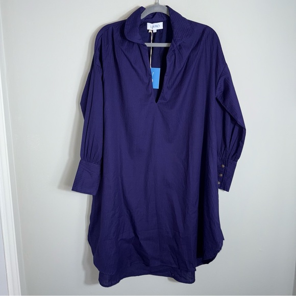 Livro 100% Cotton 'Jane' Shirt Dress-Long Sleeves-Purple-Midi-Small-NWT - Picture 1 of 9